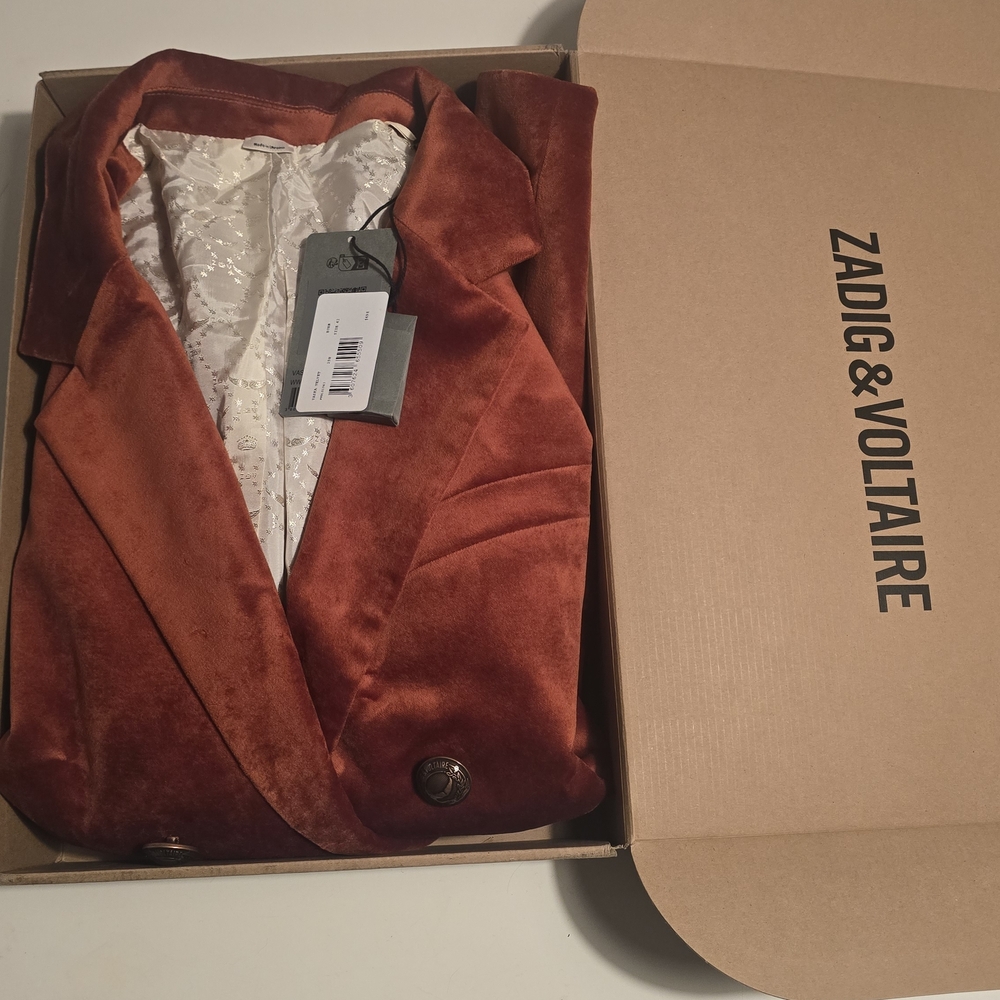Zadig & Voltaire Rust Velvet Blazer - Picture 4 of 7